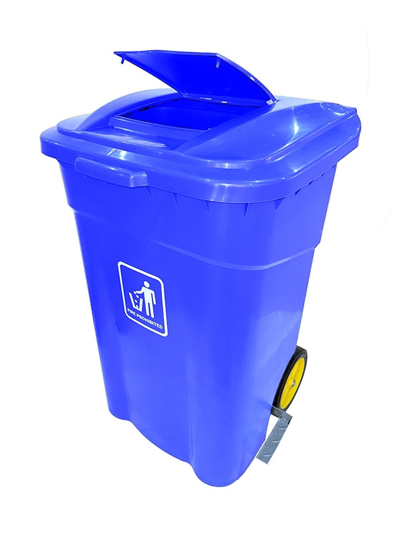 AKC AKC Outdoor Trash & Garbage Bin | Functional Waste Bin | Durable Plastic Finish | Rubber-Wheeled & Mobile | Suitable For Outdoor Areas, Villas, Malls, Restaurants, & More | 120 Liters | Blue 