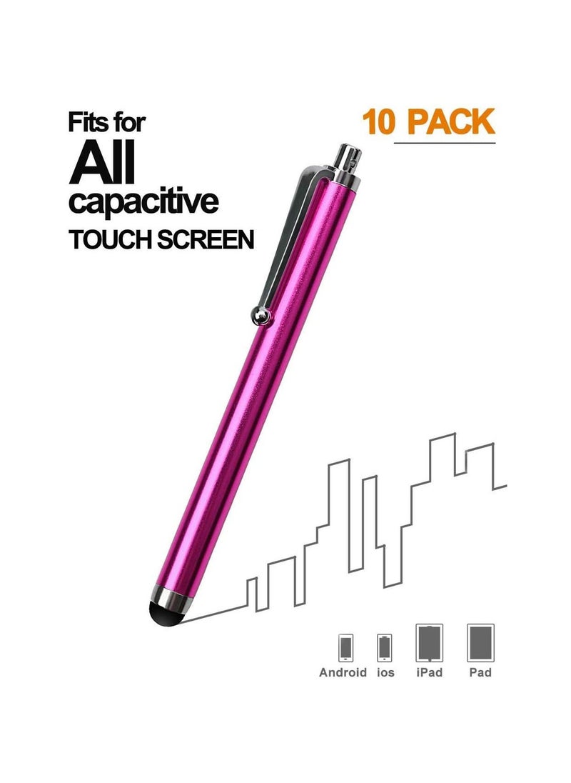 Generic - Stylus Pen 10-Pieces Long Styli Metal Touch Screen Pencil for iPhone 13 12 PRO Max 11 PRO Max SE2 X XS MAX 8 Plus 7 Plus ipad iPod Samsung S5 S6 S7 Edge S8 Plus Note Android Kindle Tablet PC 10 Colors - Image 1