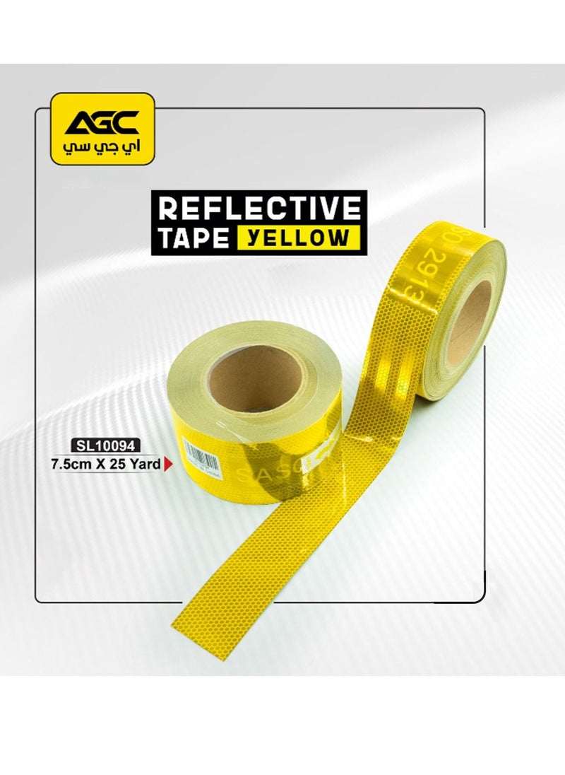 Agc 25 Meter Reflective Tape High Visibility Industrial Marking Tape 7.5 cm Width Heavy Hazard Warning Outdoor Safety Tape  - Image 1