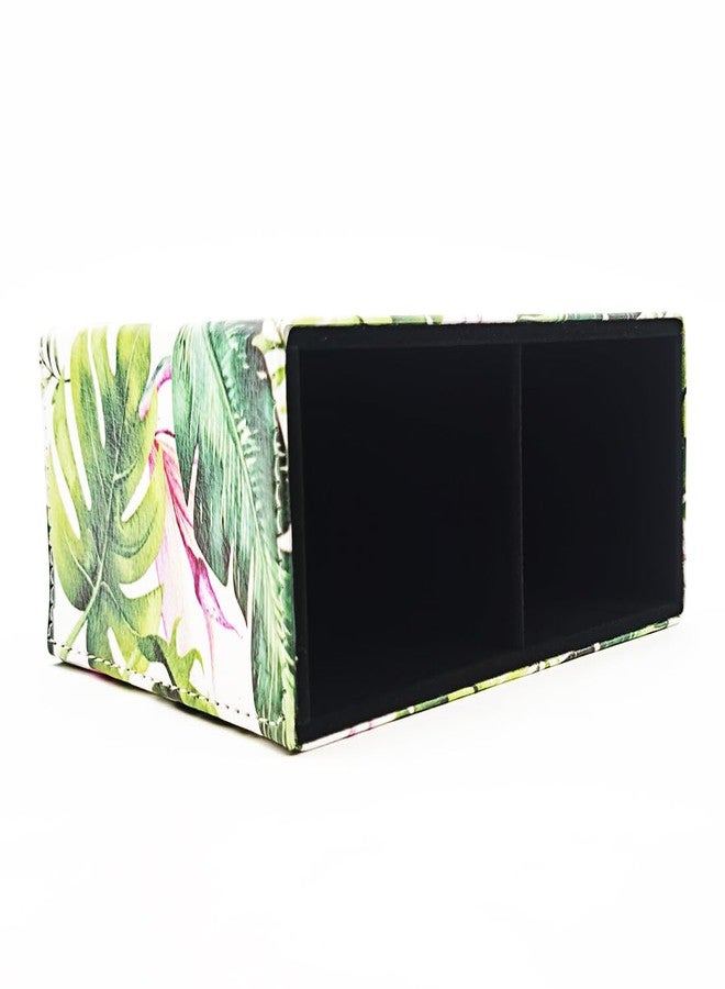 Scakbyer Pen Holder, Rectangle Vintage Pencil Holder with 2 Compartments, PU Leather Art Remote Control Holder Organizer Storage for Desk Accessory (Flamingo) - Image 4