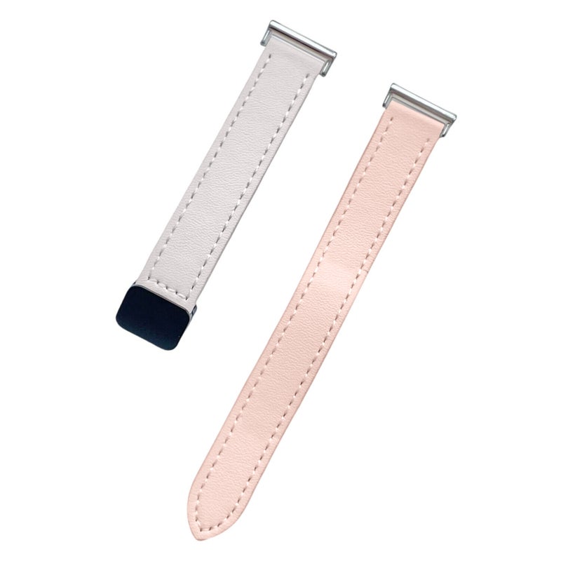S-TOP For Garmin Venu 3S 18mm Slim Magnetic Buckle Microfiber Leather Watch Band(Pink+Apricot) - Image 2