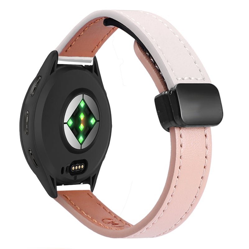 S-TOP For Garmin Venu 3S 18mm Slim Magnetic Buckle Microfiber Leather Watch Band(Pink+Apricot) - Image 1