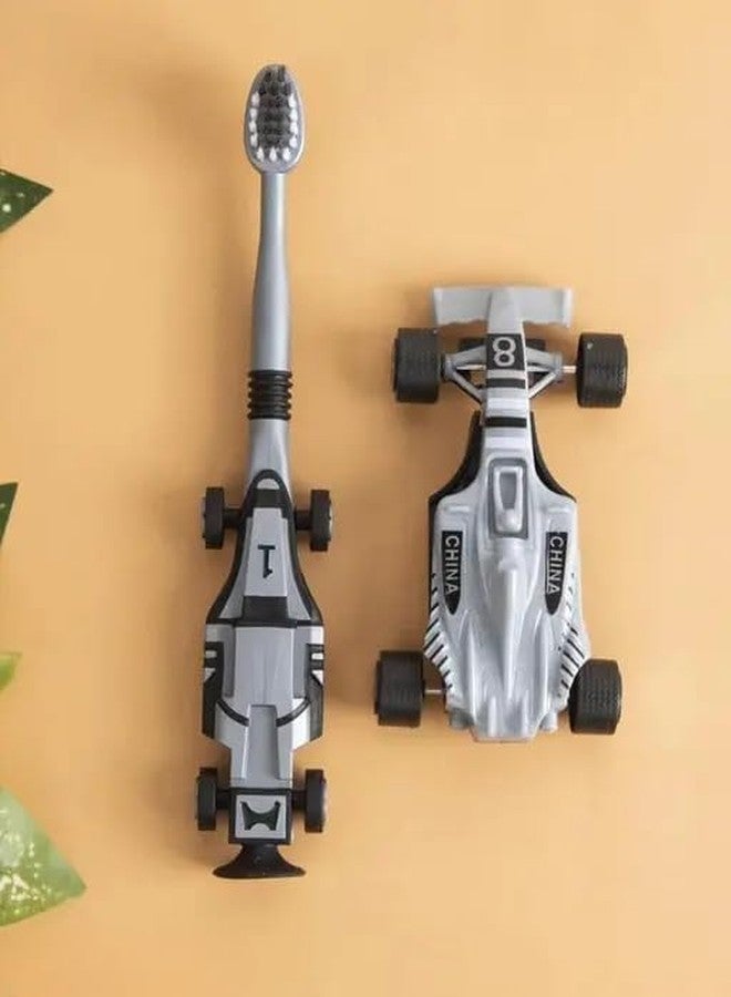 VAJASIL Kids Toothbrush with Car shape Car Design for little Boys or Girls, Gentle on Gums Ultra-Soft Car-Themed Toothbrushes - Image 1