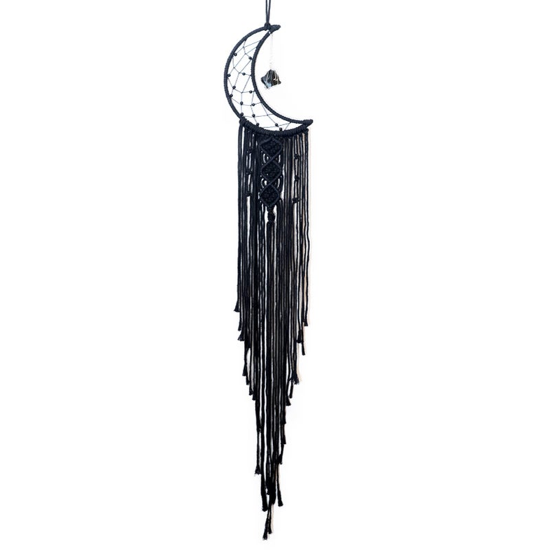 MOONFLY Black Moon Dream Catcher with Handmade Crystal Stone Design Woven Cotton Dream Catchers Boho Macrame Wall Hanging Home Decoration Ornament Craft Gift Black Crystal Stone Moon