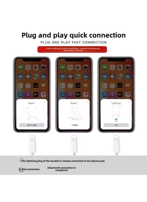 Lighting Apple Plug Wired Headset White Half In-Ear-Color:Bluetooth Connection Required With Apple Wired Headphones