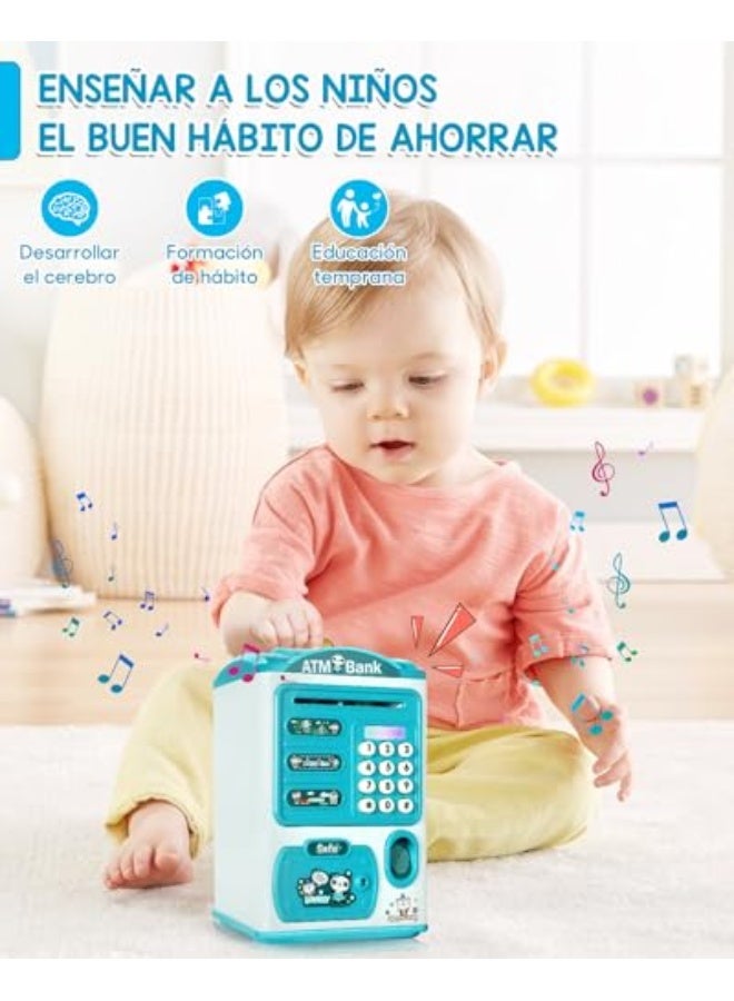 Kids Electronic Piggy Bank, Password Piggy Bank,Auto Scrolling Safe with fingerprint recognition and password protection, Great and Practical Birthday Gift for Boys and Girls (Light-Pink) - Image 5