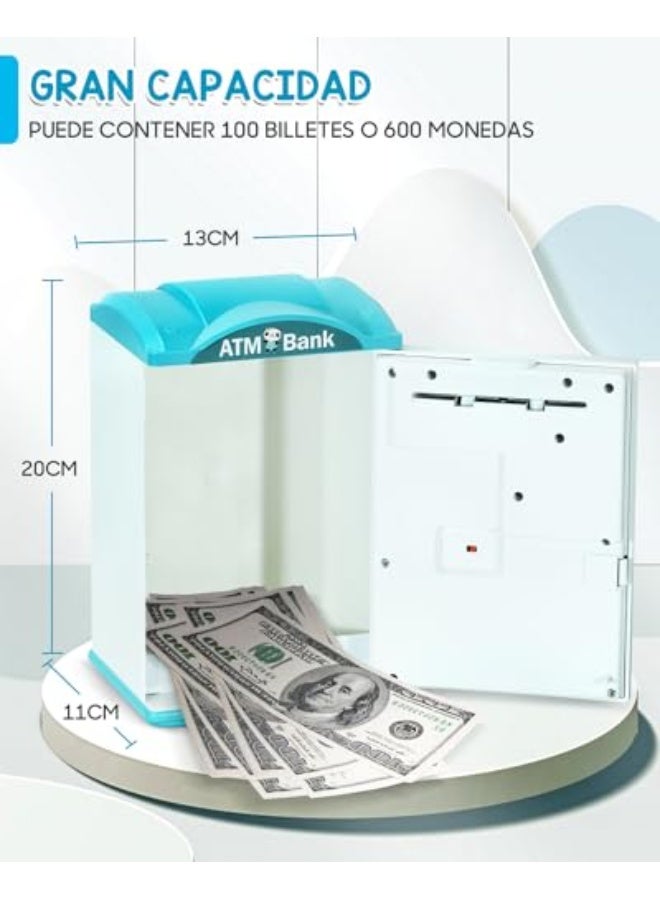 Kids Electronic Piggy Bank, Password Piggy Bank,Auto Scrolling Safe with fingerprint recognition and password protection, Great and Practical Birthday Gift for Boys and Girls (Light-Pink) - Image 2