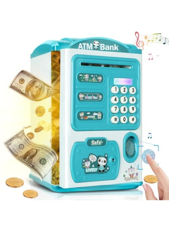 Kids Electronic Piggy Bank, Password Piggy Bank,Auto Scrolling Safe with fingerprint recognition and password protection, Great and Practical Birthday Gift for Boys and Girls (Light-Pink) - Image 1