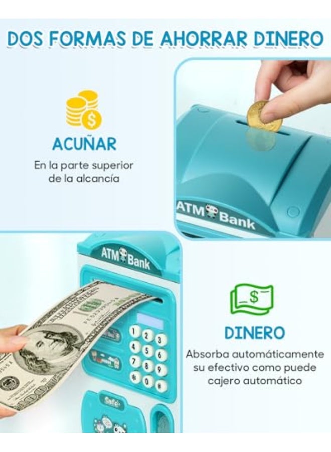 Kids Electronic Piggy Bank, Password Piggy Bank,Auto Scrolling Safe with fingerprint recognition and password protection, Great and Practical Birthday Gift for Boys and Girls (Light-Pink) - Image 4