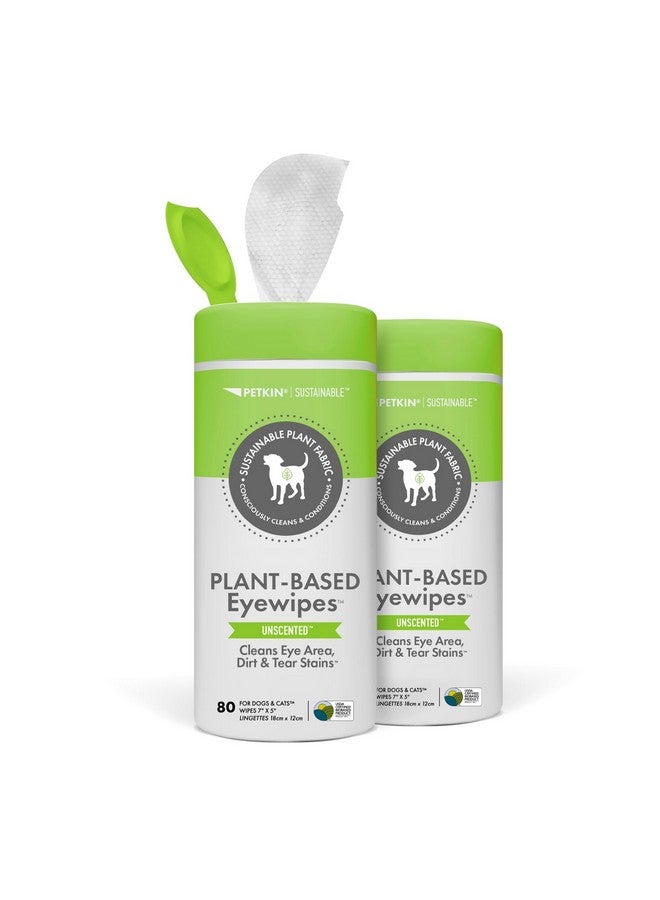 بيتكين مناديل عيون بيتكين النباتية، 80 منديل، عبوة من قطعتين - مناديل عيون مستدامة وقائمة على أساس حيوي للحيوانات الأليفة للكلاب والقطط - تنظف منطقة العين والأوساخ وبقع الدموع - تنظف وترطب بوعي - سهلة الاستخدام - بدون رائحة - Image 1