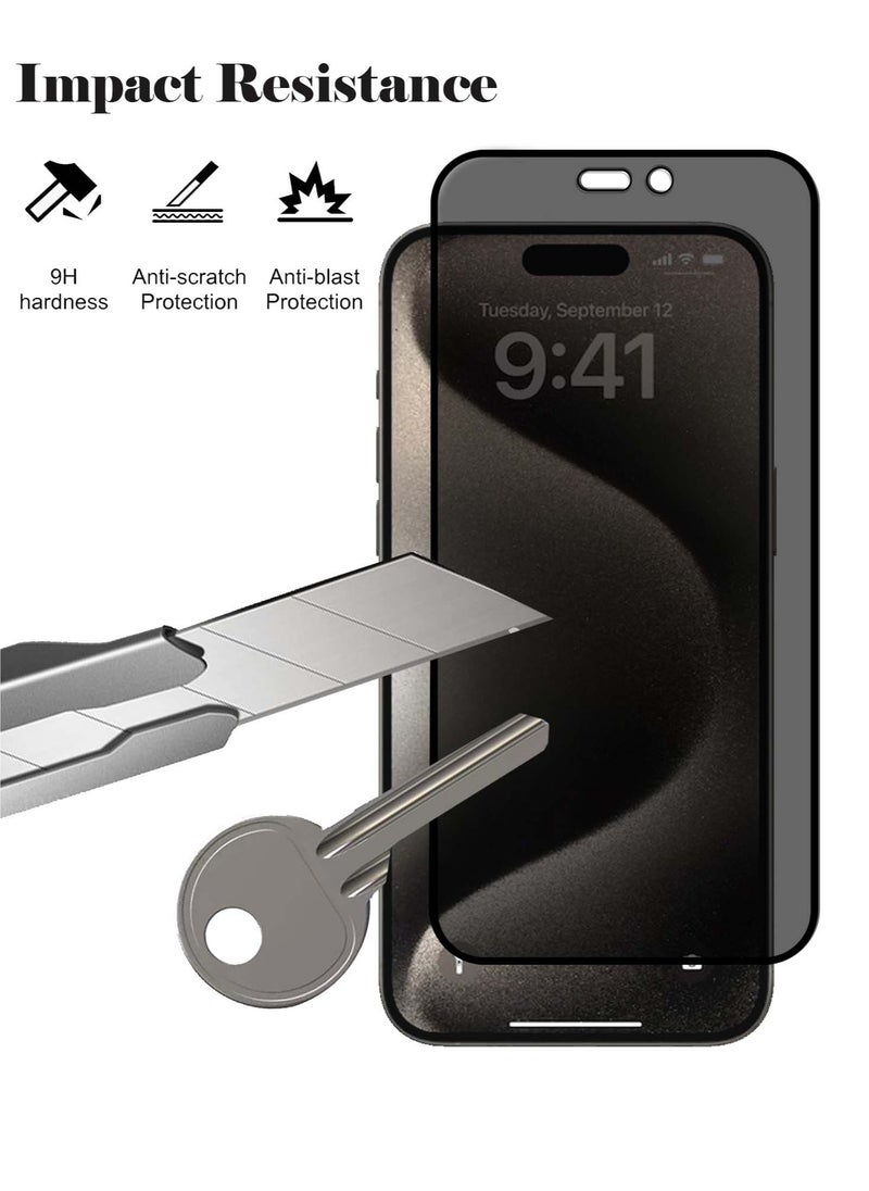 Xtiger - Xtiger 9H Hardness Matte Privacy Explosion Proof Tempered Glass Screen Protector for Apple iPhone 15 Pro Max – Full Coverage Anti Shock Anti Fingerprint Smudge Proof - Image 1