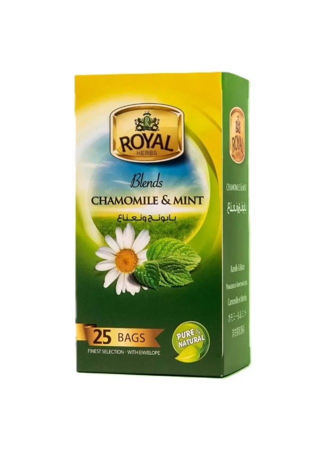 Royal Herbs Royal Herbs Blends Chamomile And Mint Tea Pure And Natural- 25 Bags 