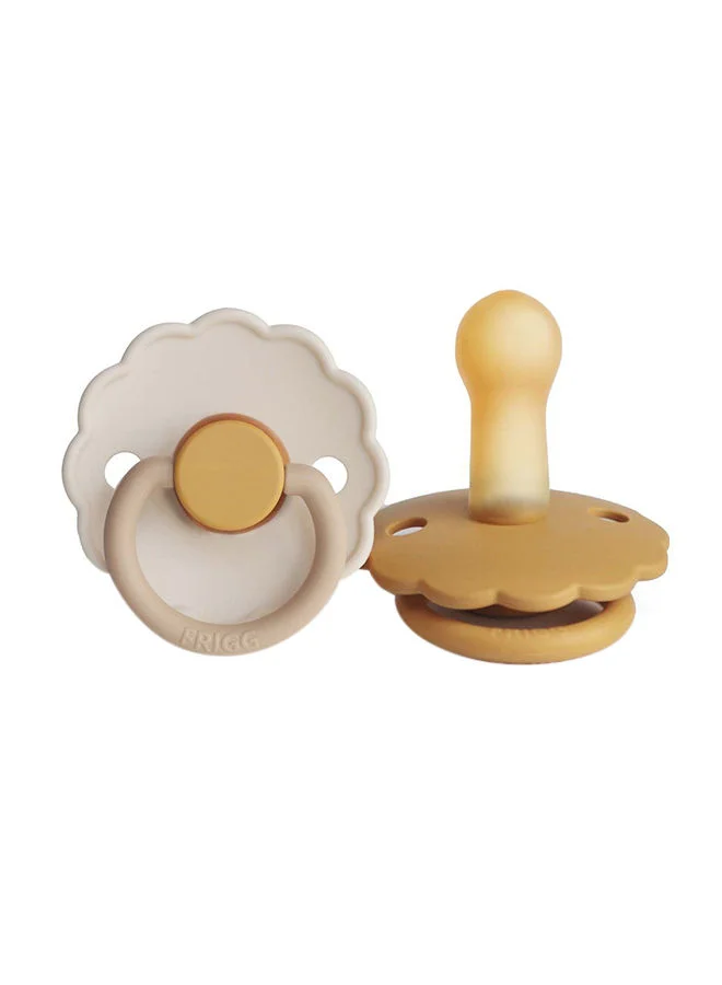 FRIGG Pack Of 2 Daisy Latex Baby Pacifier 6-18M,¬† Chamomile/Honey Gold - Size 2
