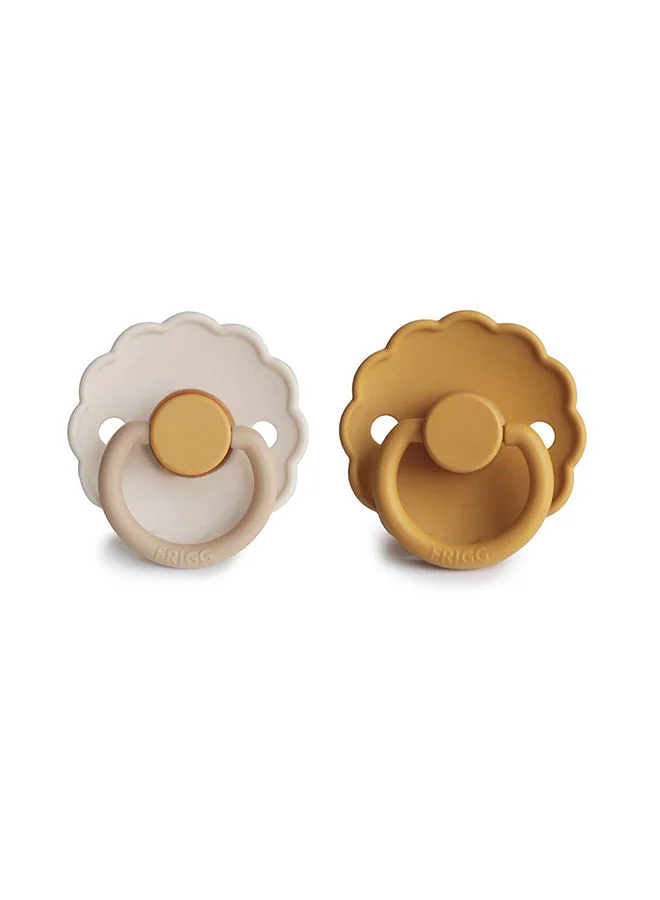 FRIGG Pack Of 2 Daisy Latex Baby Pacifier 6-18M,¬† Chamomile/Honey Gold - Size 2