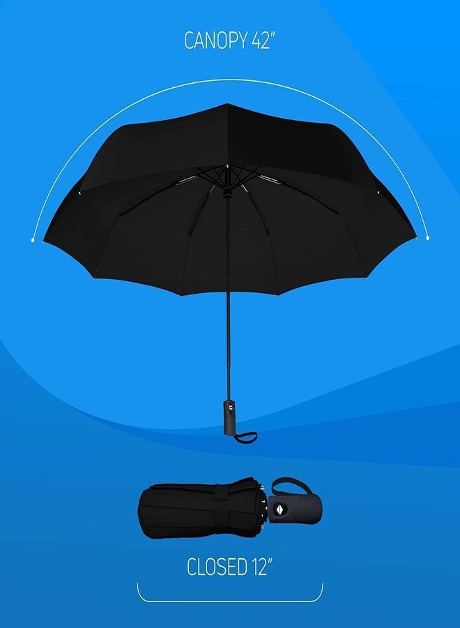 Granthi Enterprise Small & Lightweight Automatic Open and Close Anti-UV Travel Umbrella With Wind Vent | Compact Pocket Portable & Lightweight Umbrella For Kids & Adults (Black) - Image 3