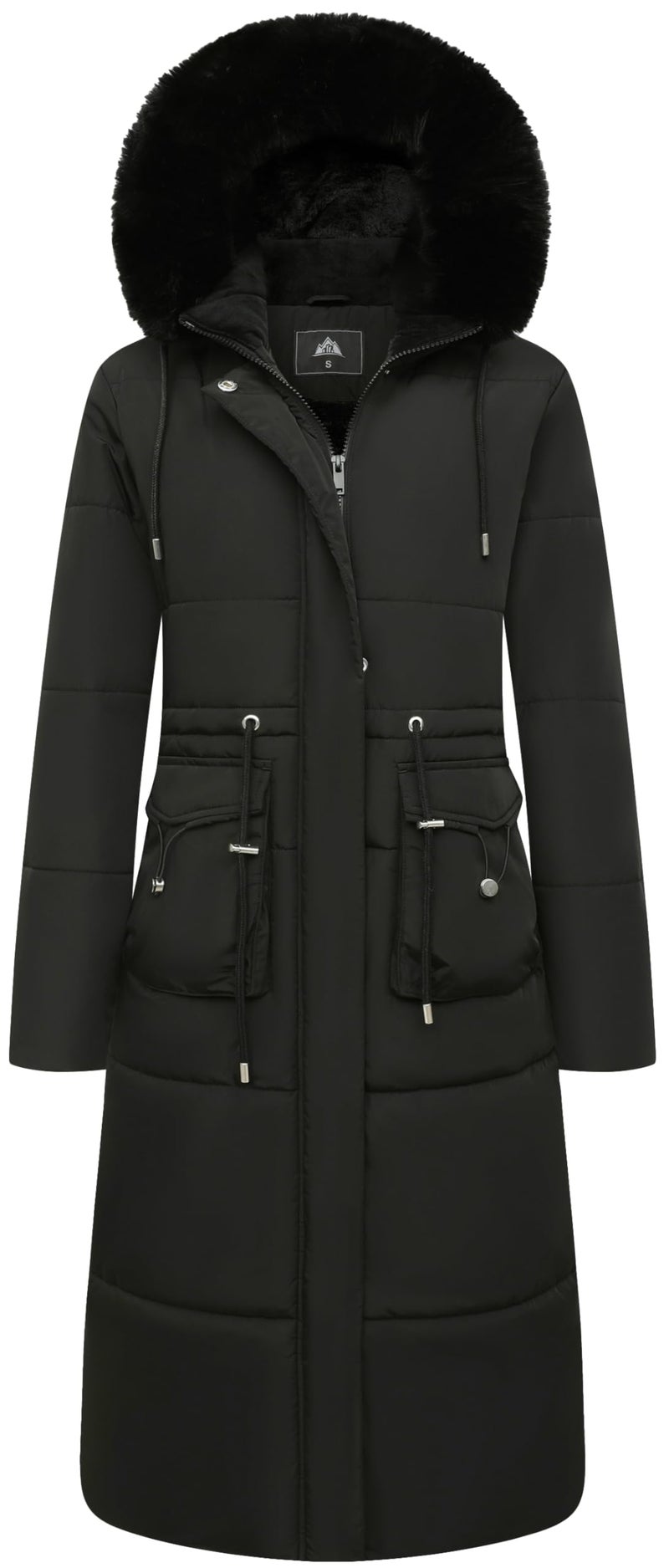 MOERDENG Womens Long Winter Puffer Coat Waterproof Warm Maxi Down Jacket Faux Fur Removable Hood Parka