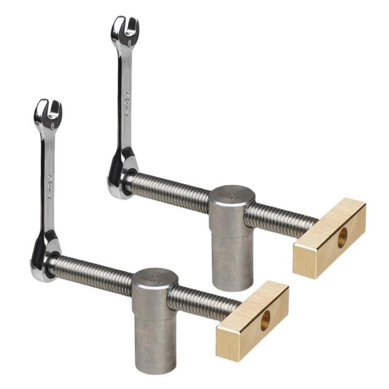 DDWT 2 Pack Bench Dog Clamp 34 Inch Dog Hole Clamp Woodworking Adjustable Workbench Stop Stainless Steel Brass 19mm - Image 1