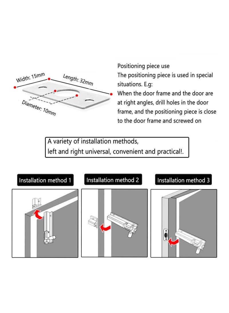 SOLARAE Door Lock, Home Security Door Reinforcement Lock, Thick Slide Barrel Door Bolt Latch Heavy Duty Gate Lock, Security Guard Hardware for Bedrooms/Bathrooms/Cupboards Storage Units (3.5 * 1.1 in.) - Image 3