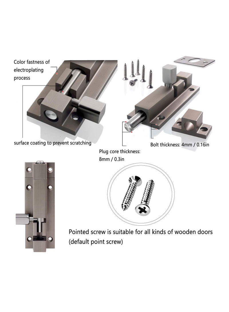 SOLARAE Door Lock, Home Security Door Reinforcement Lock, Thick Slide Barrel Door Bolt Latch Heavy Duty Gate Lock, Security Guard Hardware for Bedrooms/Bathrooms/Cupboards Storage Units (3.5 * 1.1 in.) - Image 4