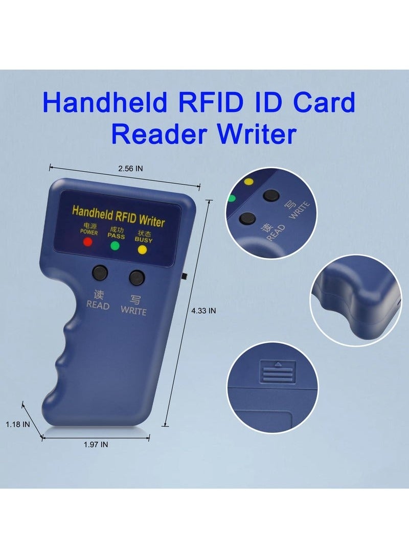 Professional Handheld RFID 125KHz ID Card, Portable Duplicator, Copier Reader Duplicator for Contactless 125KHz ID HID AWID Cards for Access Control System with 1 Key Fobs+ 1 Card - Image 1