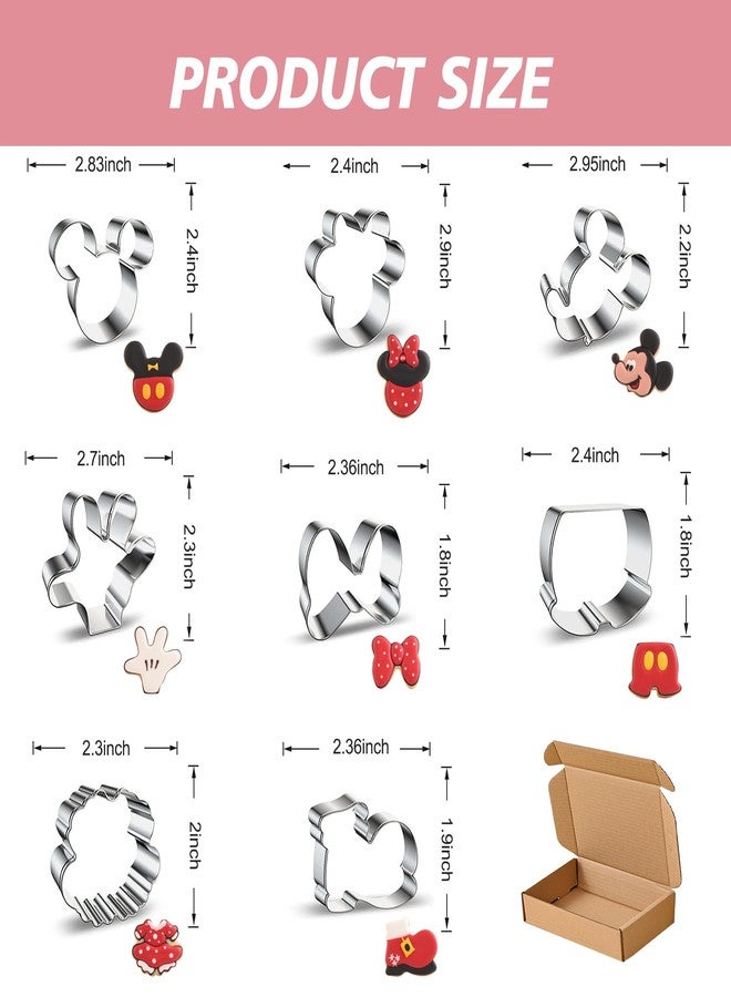 Zade Mouse Cookie Cutter Sandwich Cutters Mickey Cutters for Kids DIY Lunchbox Bento Box Fruit Cutters Vegetable Cutters for Children Boys Girls, Pack of 8 (Cartoon Cookie Cutters Set) - Image 2