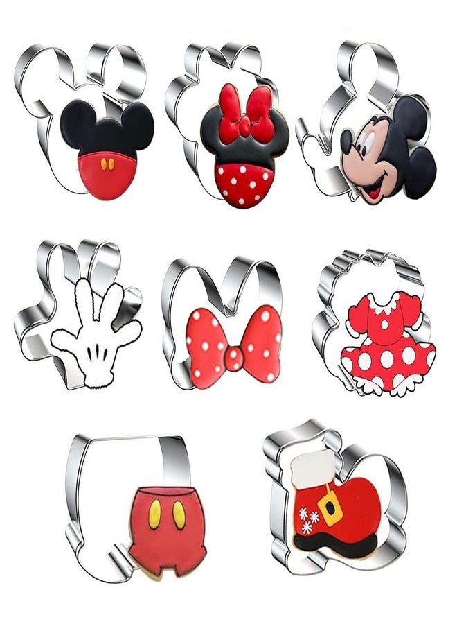 Zade Mouse Cookie Cutter Sandwich Cutters Mickey Cutters for Kids DIY Lunchbox Bento Box Fruit Cutters Vegetable Cutters for Children Boys Girls, Pack of 8 (Cartoon Cookie Cutters Set) - Image 1