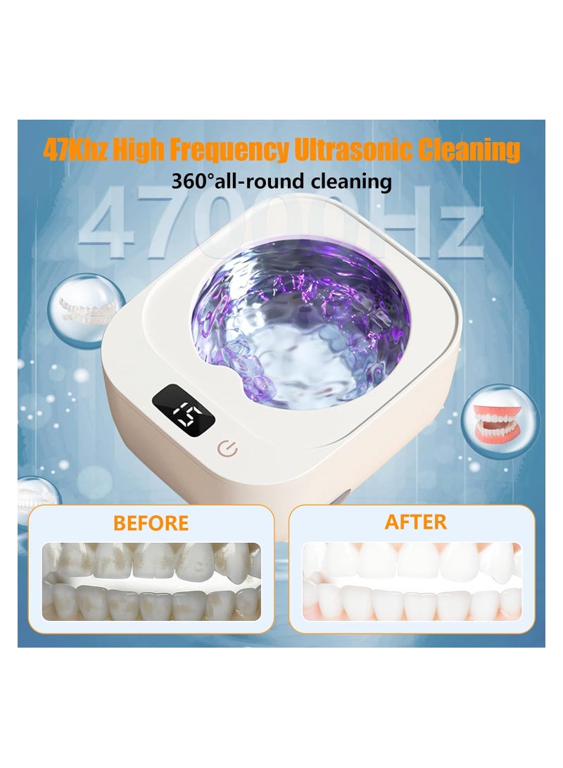 Ultrasonic Cleaner for Retainers, Sonic Cleaning Machine with Light, 48kHz Fast Cleaning for Aligners, Dentures, and Mouth Guards, 240ml Capacity Ultrasonic Cleaning Device. - Image 2