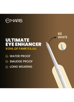 Mars Kohl Of Fame Up To 12 Hours Stay Kajal | Smudgeproof & Waterproof | Long Lasting (0.35G) (White)  - Image 3