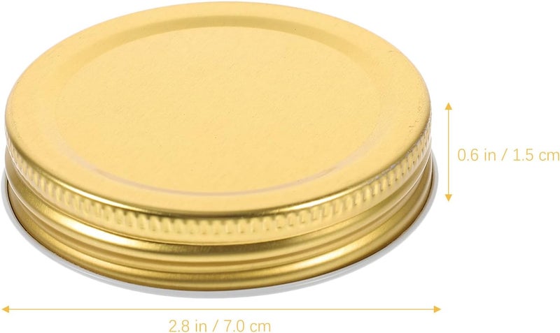 12pcs 70mm Wide Mouth Mason Jar Lids, Golden Metal Airtight Sealing Caps for Yogurt Jars and Kitchen Storage - Image 2