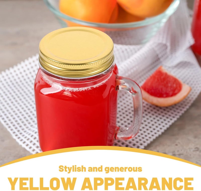 12pcs 70mm Wide Mouth Mason Jar Lids, Golden Metal Airtight Sealing Caps for Yogurt Jars and Kitchen Storage - Image 3