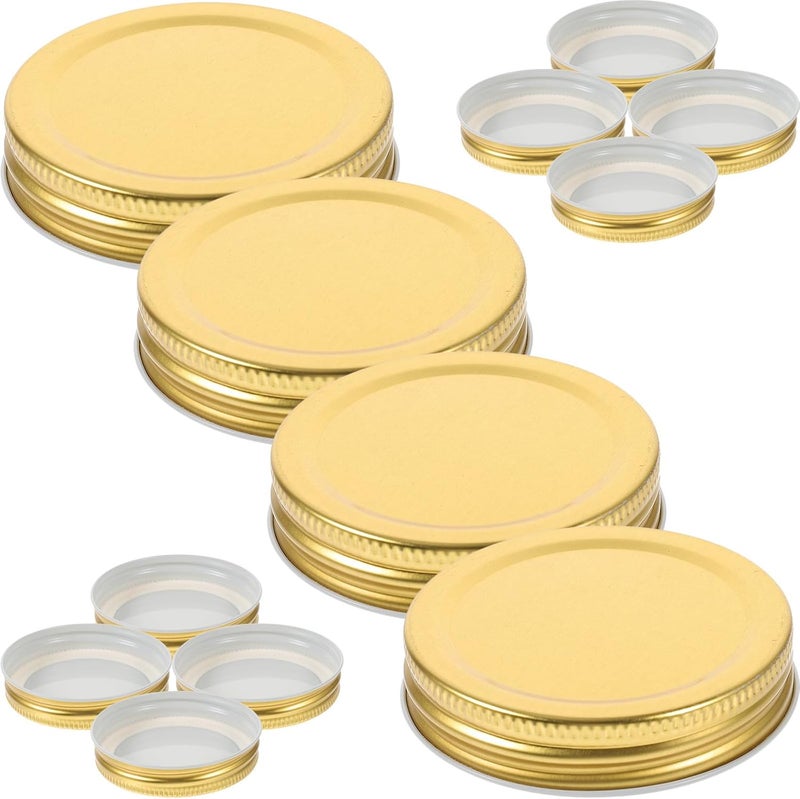 12pcs 70mm Wide Mouth Mason Jar Lids, Golden Metal Airtight Sealing Caps for Yogurt Jars and Kitchen Storage - Image 1