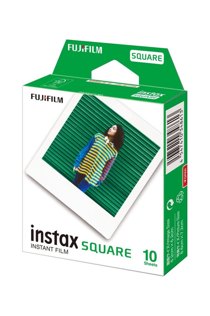 Fujifilm Instax Square 10 Exposures Instant Film (White) - Image 1