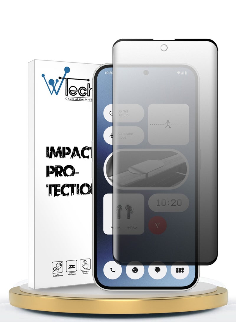 دبليو تيك Nothing Phone 2a 5G 2024 / Nothing Phone (2a) Plus Premium E2E Privacy Full Glue غطاء كامل واقي شاشة زجاجي مقسى - شفاف / أسود - Image 1