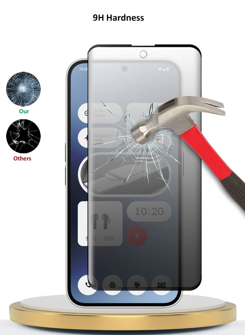 دبليو تيك Nothing Phone 2a 5G 2024 / Nothing Phone (2a) Plus Premium E2E Privacy Full Glue غطاء كامل واقي شاشة زجاجي مقسى - شفاف / أسود - Image 3