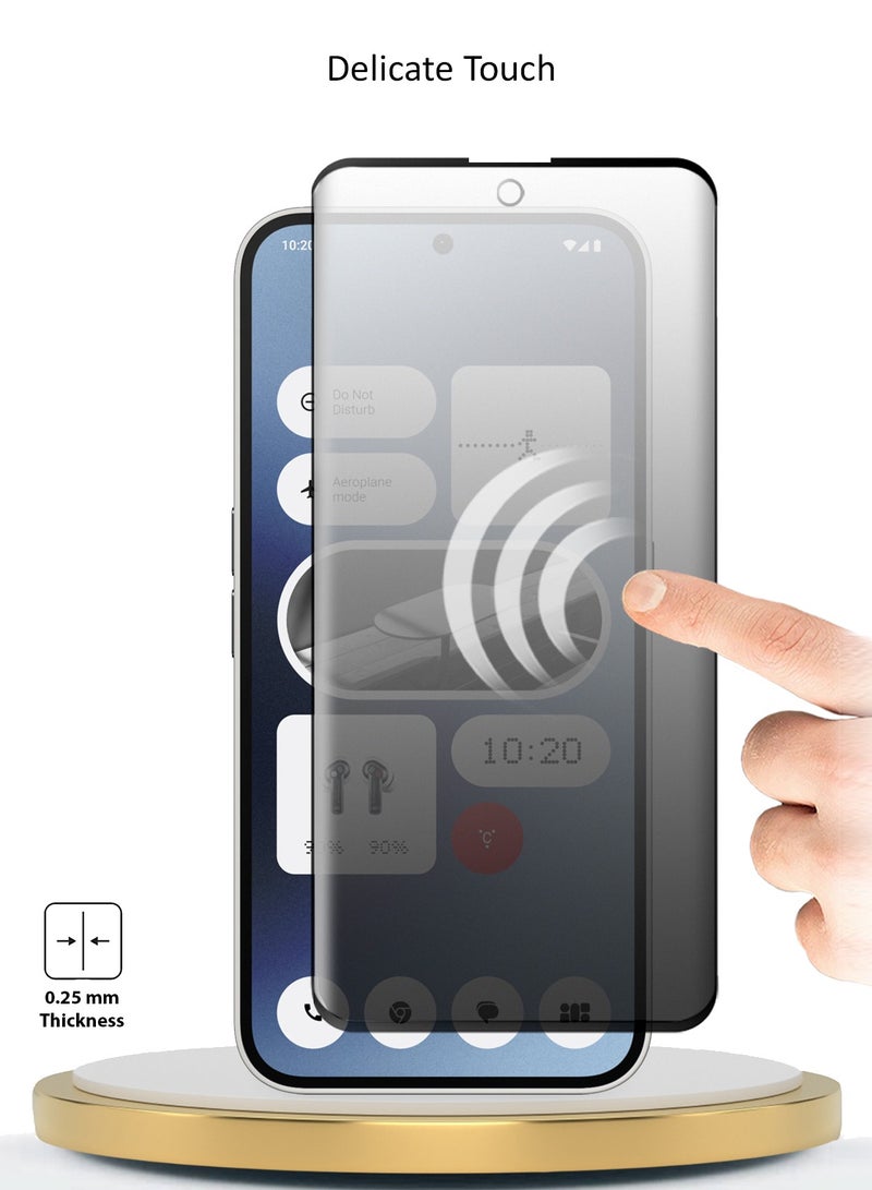 دبليو تيك Nothing Phone 2a 5G 2024 / Nothing Phone (2a) Plus Premium E2E Privacy Full Glue غطاء كامل واقي شاشة زجاجي مقسى - شفاف / أسود - Image 4