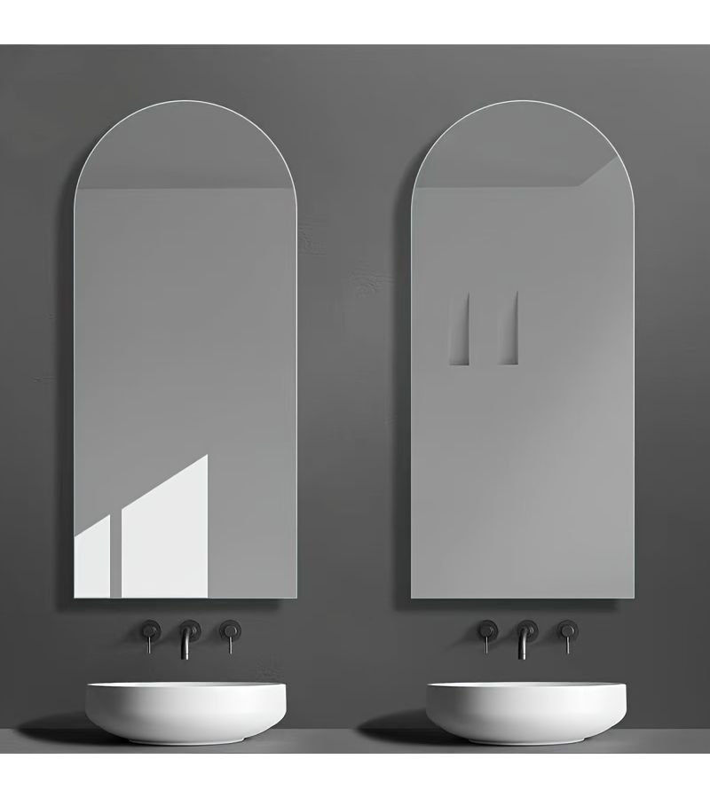 1pc High Definition Acrylic Mirror Scratch Resistant Arched Design Dressing Table Makeup Mirror Wardrobe Self Adhesive Lightweight 24cm X 36cm - Image 2