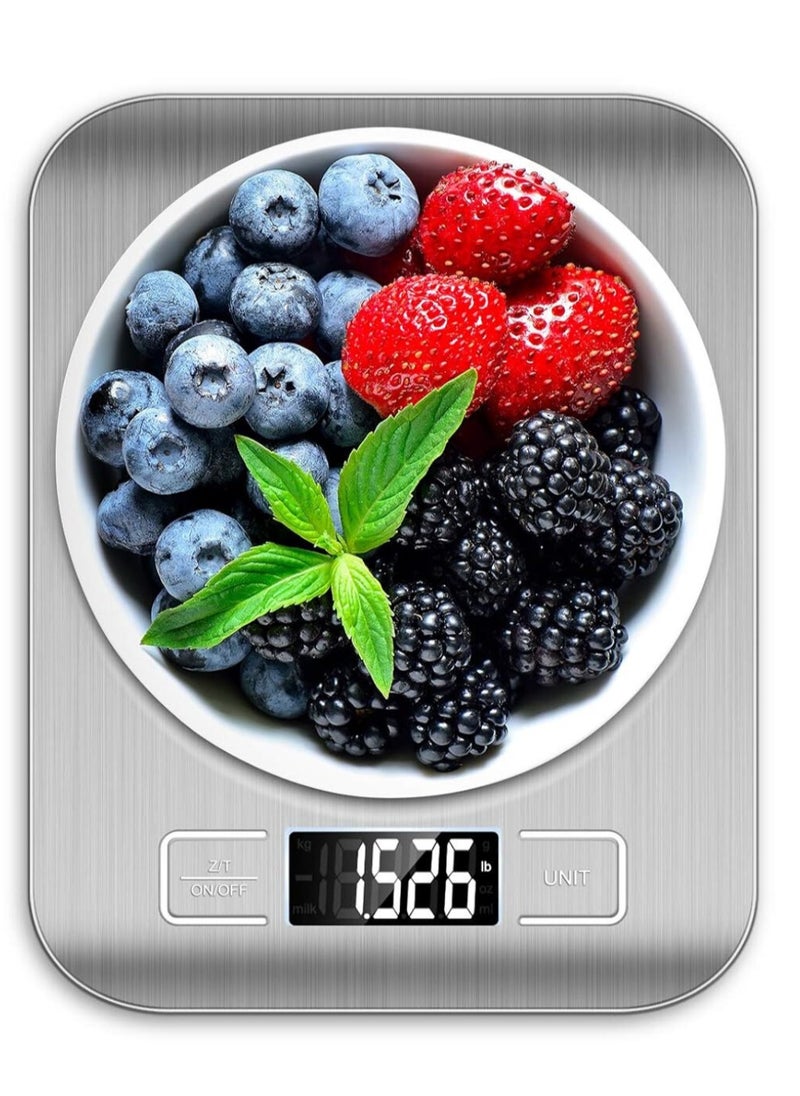 JSA JSA Stainless Steel Kitchen Scale for Baking and Cooking Up to 5kg, Premium Digital Food Scale with Tare Function, High Precision Sensor, Backlight, LCD Display, Silver - 010248  - Image 1