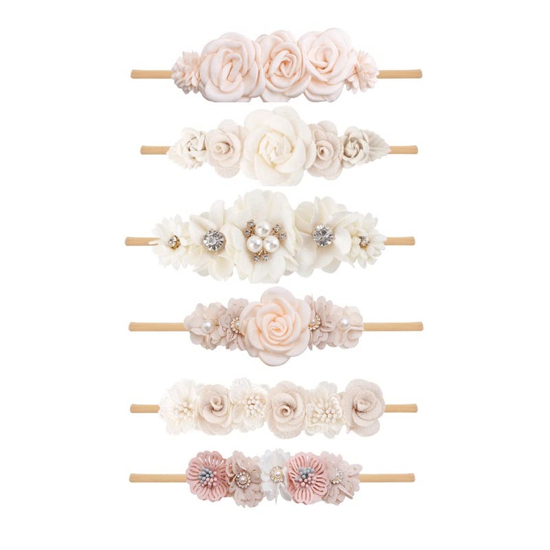 mligril 6pcs Baby Headbands Nweborn Flower Hair Bows for GirlsInfant Elastic Hair Band Bows Wraps Baby Headband Hair Accessories Gifts for Toddles