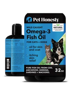 Pet Honesty Pethonesty Omega 3 Fish Oil Supplement For Dogs & Cats (32Oz), Wild Caught Omega 3 Fish Oil For Skin And Coat Health, Supports Shedding, Skin & Coat, Immunity, Joint, Brain & Heart, Epa + Dha  - Image 1