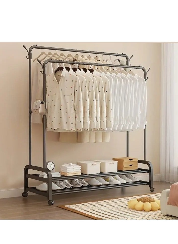 Cozara Metal Clothes Hanger Organizer and Black Clothes Stand with Wheels 110x55x150 cm  - Image 5