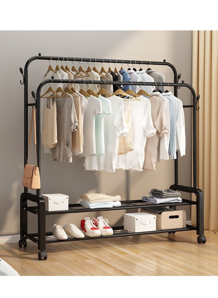 Cozara Metal Clothes Hanger Organizer and Black Clothes Stand with Wheels 110x55x150 cm  - Image 1