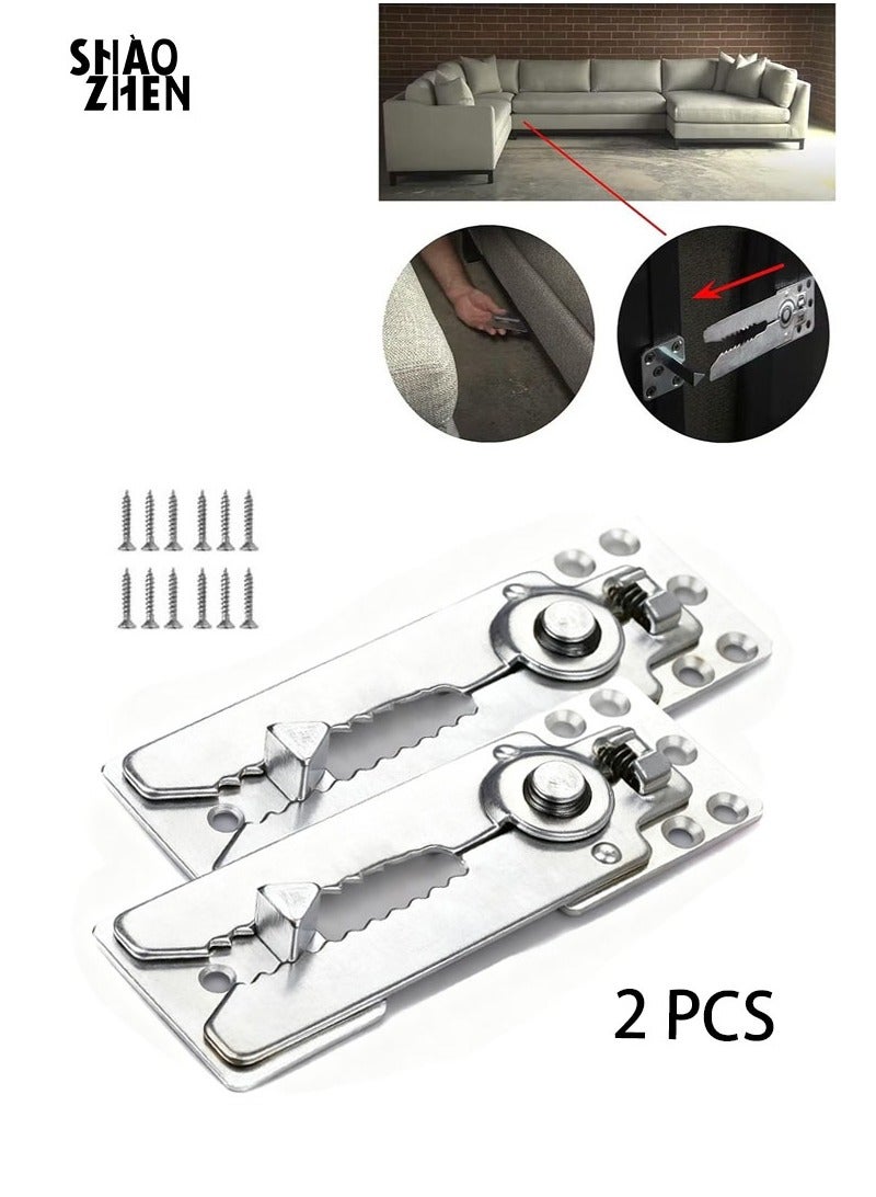 SHAOZHEN 2 Pack Sofa Connector Sectional Couch Connector with Screws, Universal Sectional Clips Sofa Connection Bracket Hooks Buckle for Sliding Sofas - Image 1