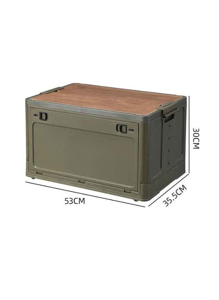 Generic Camping Box Container, Outdoor Folding Tourist Table Storage Box, Durable Travel Storage Camping Equipment, Stackable Storage Bins For Outdoor Picnic, (1pc, Large Size, Green)  - Image 1