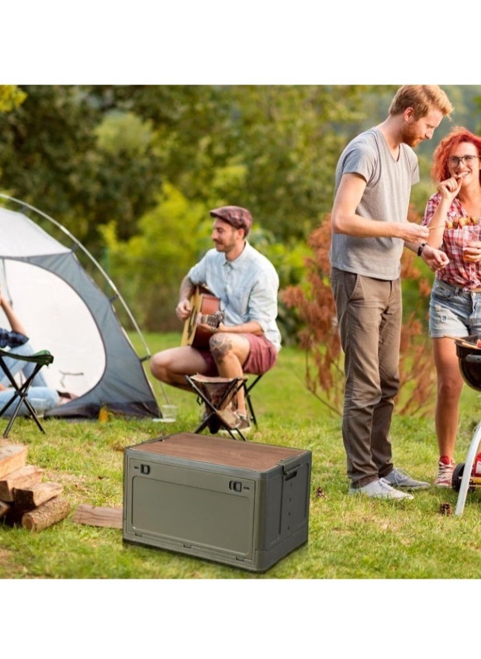 Generic Camping Box Container, Outdoor Folding Tourist Table Storage Box, Durable Travel Storage Camping Equipment, Stackable Storage Bins For Outdoor Picnic, (1pc, Large Size, Green)  - Image 4