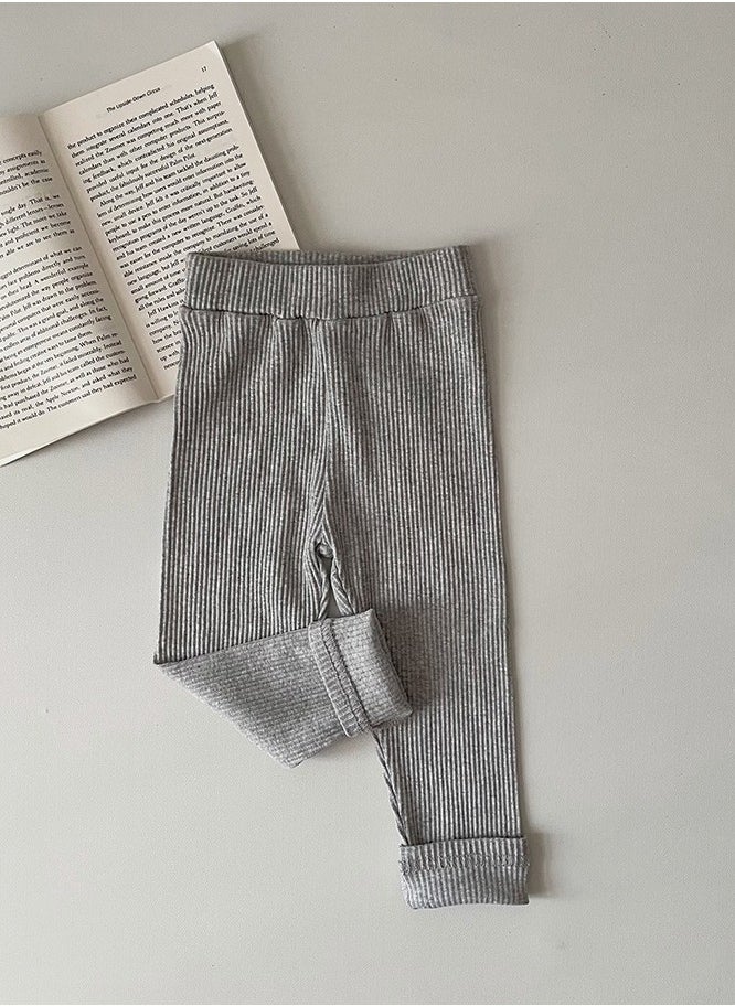 Loquat Kids Solid Color Thermal Underwear Pants Cotton Soft Long Johns Base Layer Bottom Pants Gray 