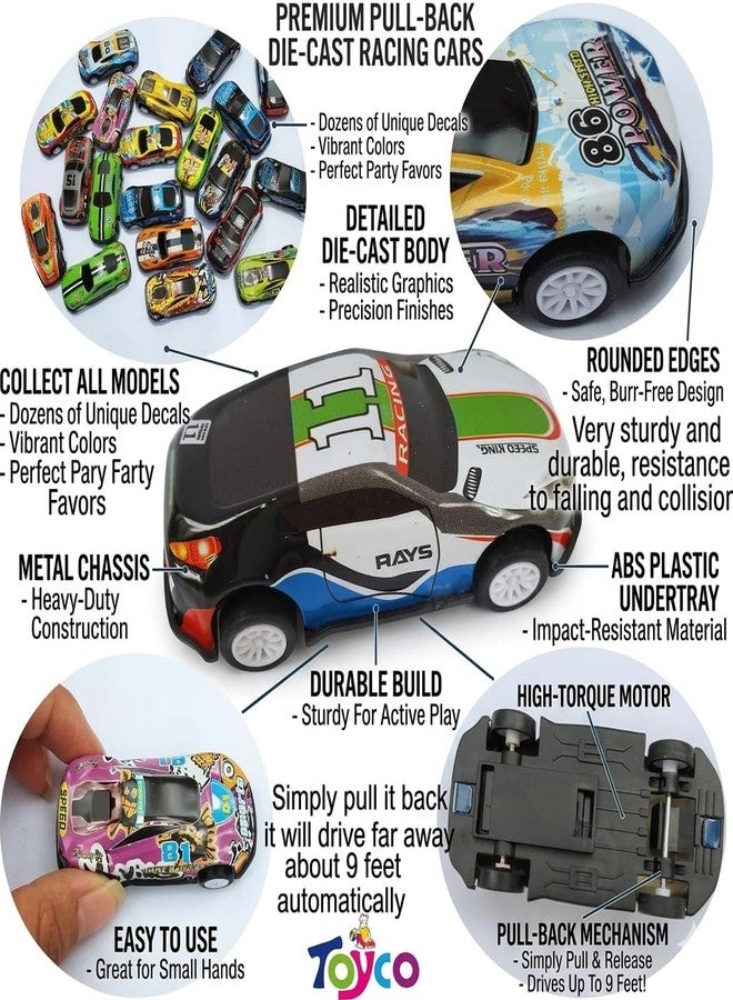 LEMBOSE Pack of 12 Mini Alloy Metal Pull Back Cars for Kids | Die-Cast Racing Toy Car Set | Durable Small Vehicle Toys with Smooth Finish | Gift for Boys & Girls - Image 3