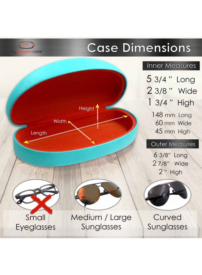 MyEyeglassCase MyEyeglassCase Hard Sunglasses case - Large Glasses Case Holder in Smooth Turquoise - Eyeglass case hard shell with Drawstring Pouch and Cleaning Cloth unisex Medium - Large Frames (AS113 Turquoise)  - Image 3