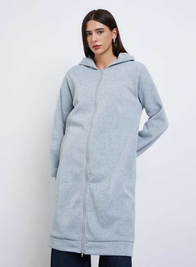 ستايلي جاكيت عملي بغطاء رأس وسحاب أمامي - Image 2