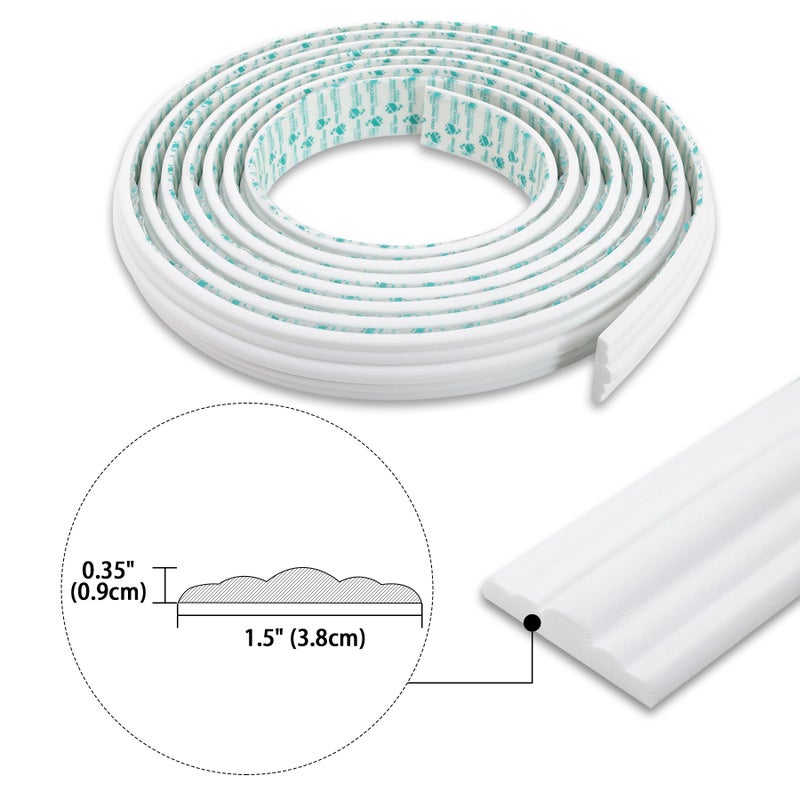 Trimold 118" x 1.5" Lightweight Peel and Stick Chair Rail Molding, Flexible Accent Wall Trim for Home Decoration & Protection - Image 2