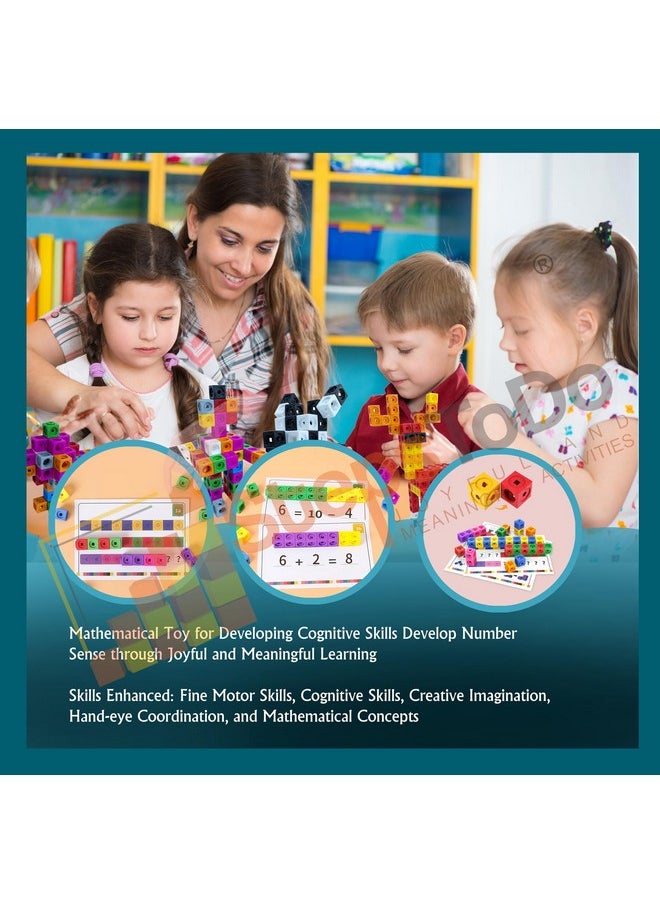 StepsToDo - StepsToDo Math Learning Cubes Set 200 Number Blocks, 200 Face Plates, 108 Stickers, 20 Activity Cards, Activity Guide Hands-On STEM Educational Toy for Kids, Counting, Patterns, Place Value - Image 1